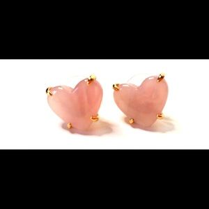 Stella and Dot Rose Quartz Heart Studs